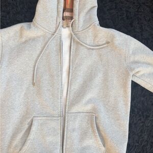 Burberry Gray Hoodie with Iconic Check Lining